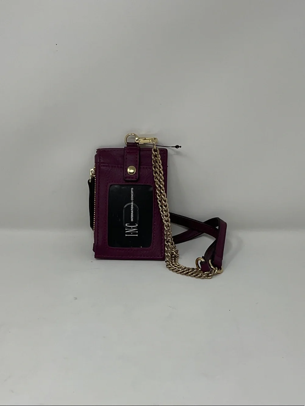INC International Concepts Plum Crossbody Cardholder with Gold Hardware